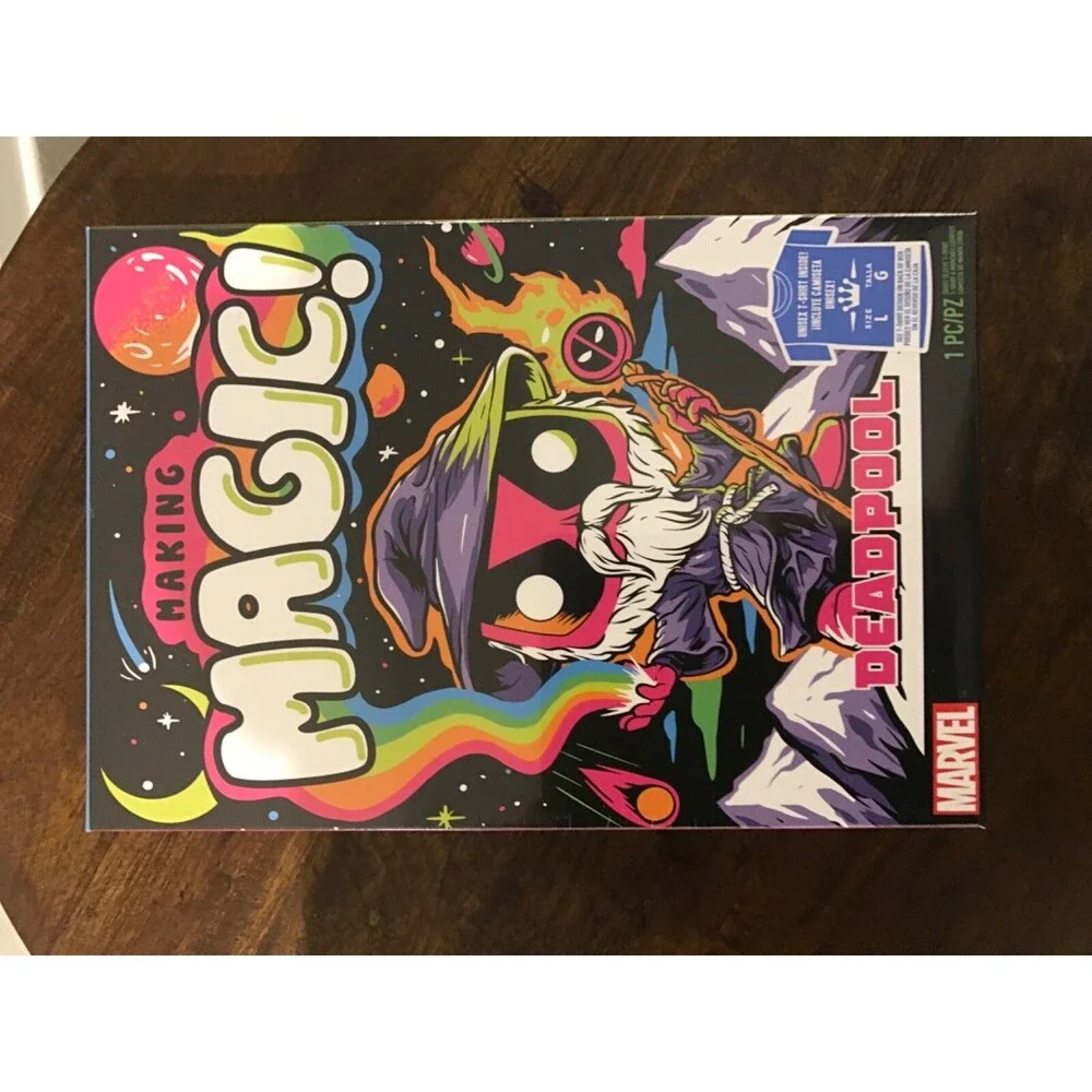 Sealed Deadpool Blacklight Pop! Tee Size Large and Extra Large